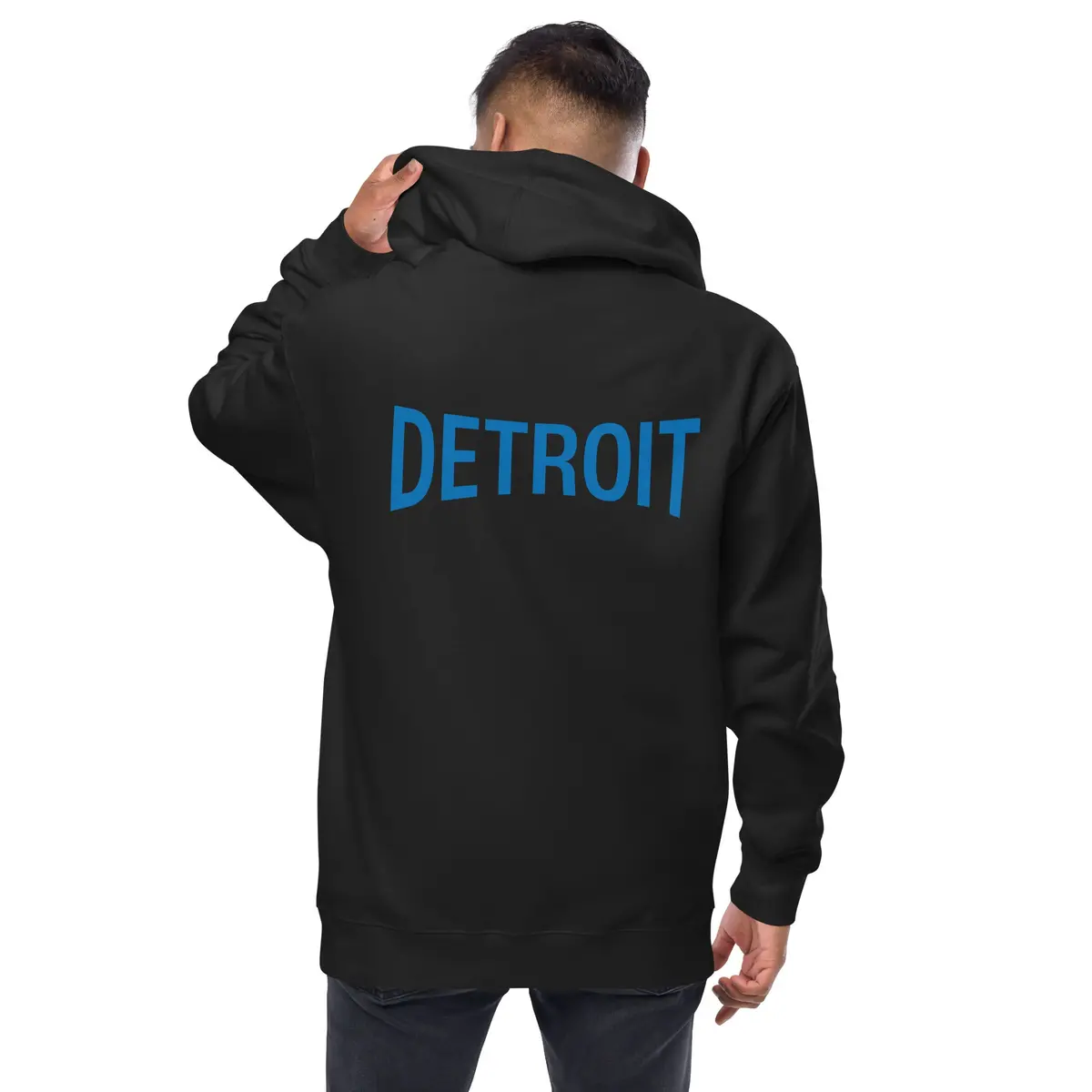 Detroit Champ Premium Unisex Fleece Zip Hoodie - Black / Blue 4