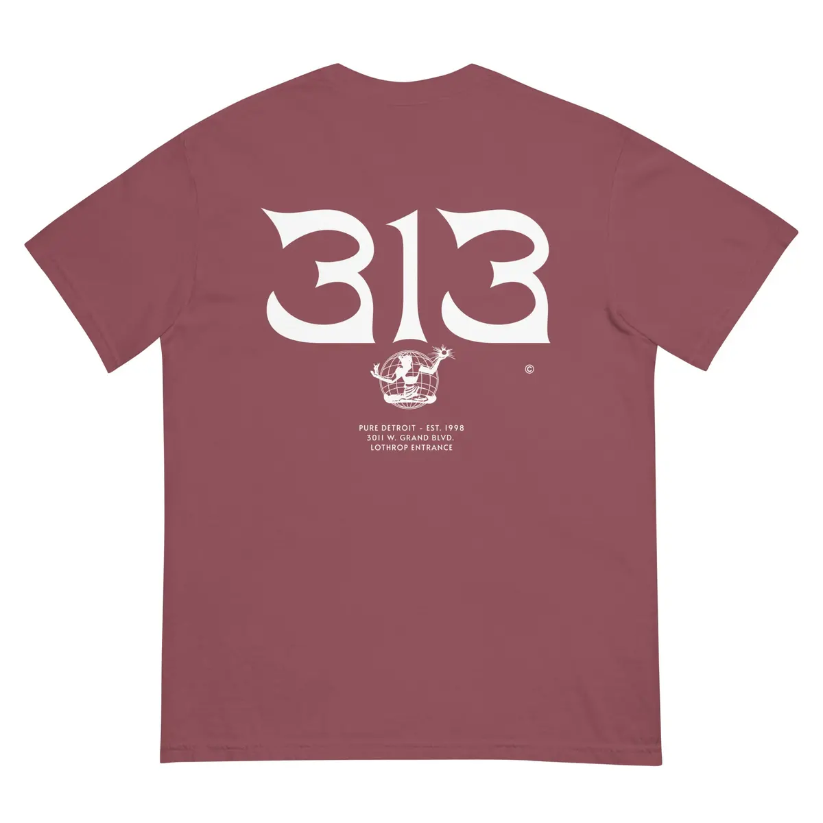 313 Nomad Unisex Garment-Dyed Heavyweight T-Shirt - Brick / White 3