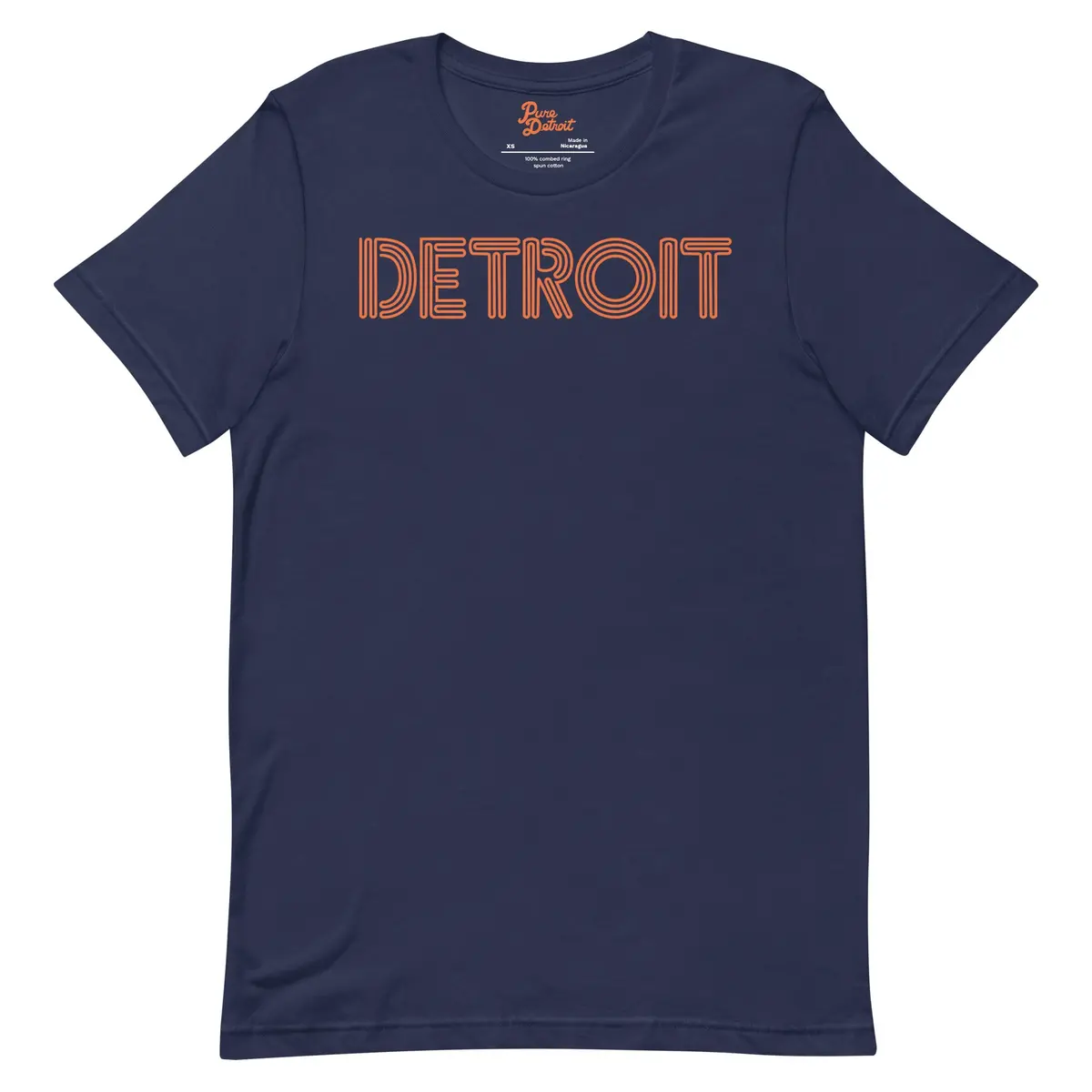 Detroit Neon T-Shirt - Navy / Orange Unisex 3