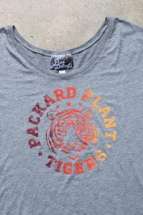 Packard Plant Tigers Slouchy Tee / Gray / Women's 1