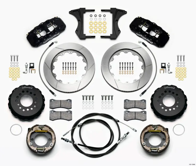 Wilwood Aero4 Rear Brake Kit For 2005–2014 Mustang – 14" Rotors, Bmr Suspension Compatible, Includes Lines 1