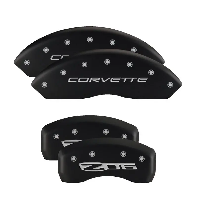 Mgp Engraved 4-Piston Caliper Covers For Chevrolet – Front & Rear, Racing Red With Silver Accent Finish 1