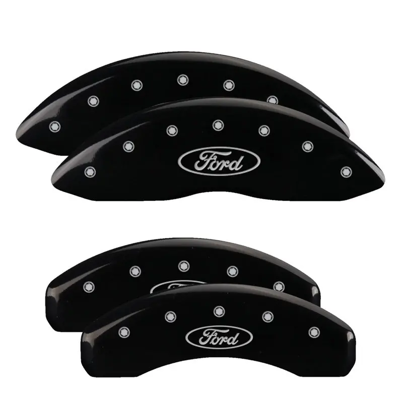 Mgp Engraved 4-Piston Caliper Covers – Ford Oval Logo, Black Base With Silver Accent 1