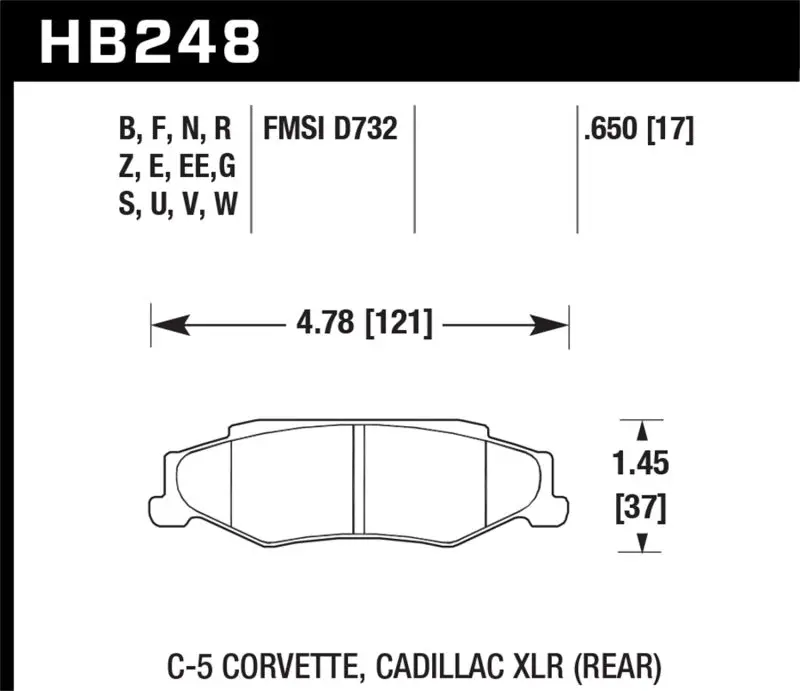 Hawk Dtc-30 Race Rear Brake Pads For Chevrolet Corvette (1997–2012), Z06 (2001–2004), And Z51 (2005–2009) 1