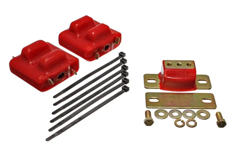 Energy Suspension Red Polyurethane Motor And Transmission Mounts For 1987–1991 Chevy Suburban C10–C30 2Wd – Zinc-Coated Brackets 1