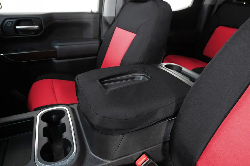Covercraft Endura Precisionfit Seat Covers For 2014–2018 Chevrolet Silverado & Gmc Sierra – Second Row In Red/Black 1