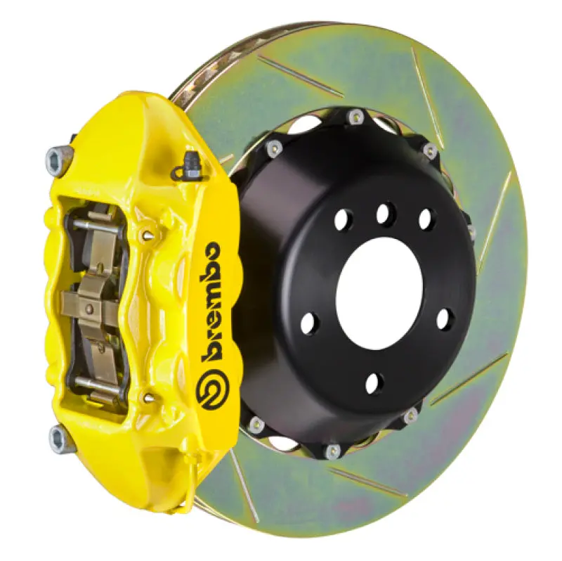 Brembo 10-12 Range Rover Rear Gt Bbk 4 Piston Cast 380X28 2Pc Rotor Slotted Type-1- Yellow 1