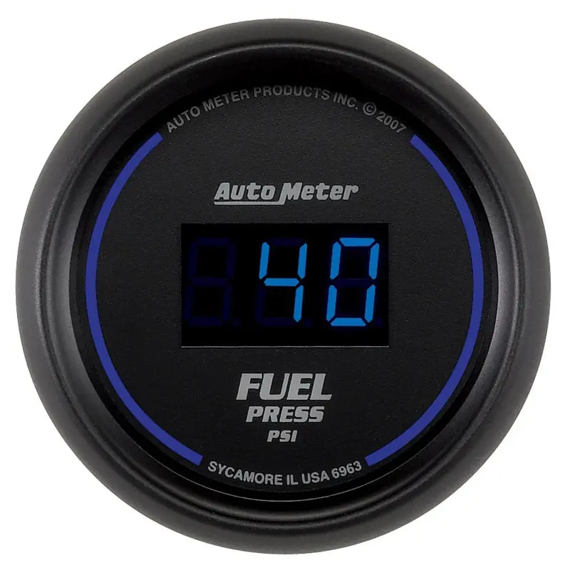 Autometer Digital Fuel Pressure Gauge — 52.4Mm, 1–100 Psi, Black Display 1