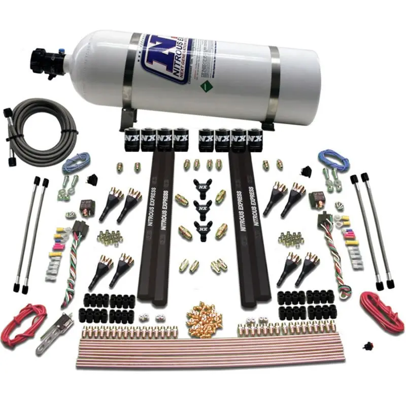 Nitrous Express Sx2 Dual-Stage Nitrous Kit – 8-Solenoid Gasoline System (200–1200 Hp), Includes 15Lb Bottle 1