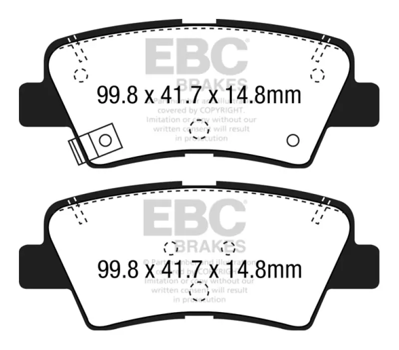 Ebc Ultimax2 Rear Brake Pads For 2015+ Hyundai Sonata 1.6T (Electronic Parking Brake) 1