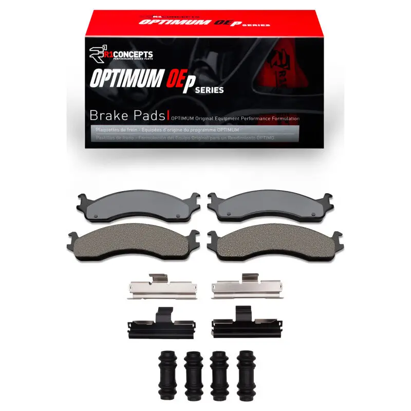 R1 Optimum Oe Front Brake Pad & Hardware Kit For 1995–2007 Ford E-350 Econoline 1