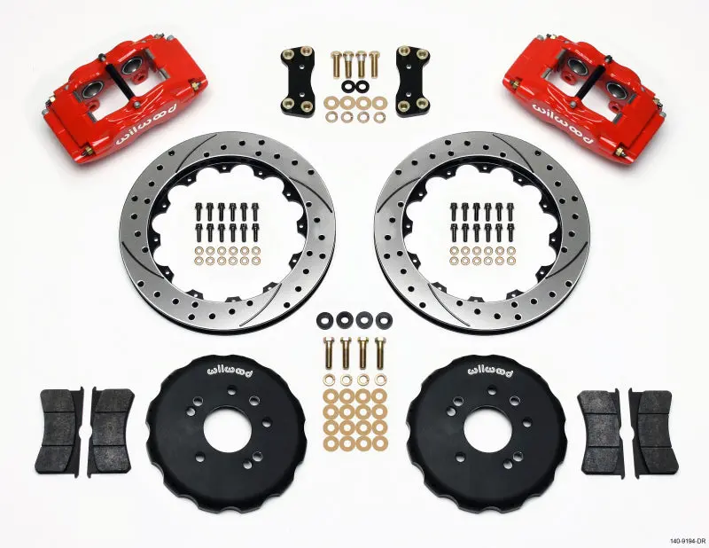 Wilwood Fsli4 Front Brake Hat Kit For Nissan 240Sx – 13-Inch Drilled Rotor Mount, Red Anodized 1