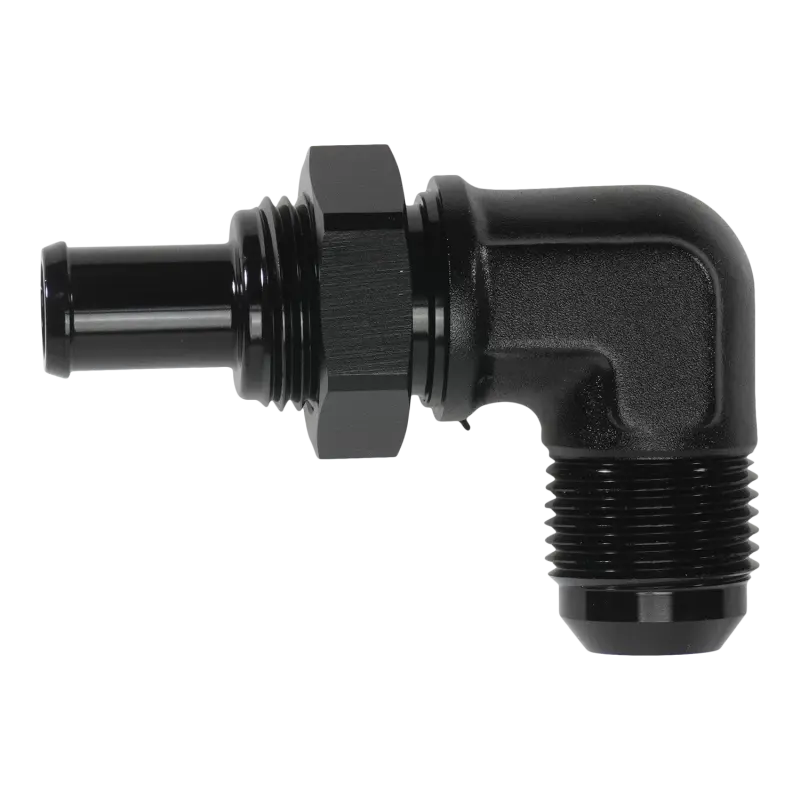 Deatschwerks 10An Male Flare To 1/2-Inch Hose Barb 90-Degree Bulkhead Adapter 1