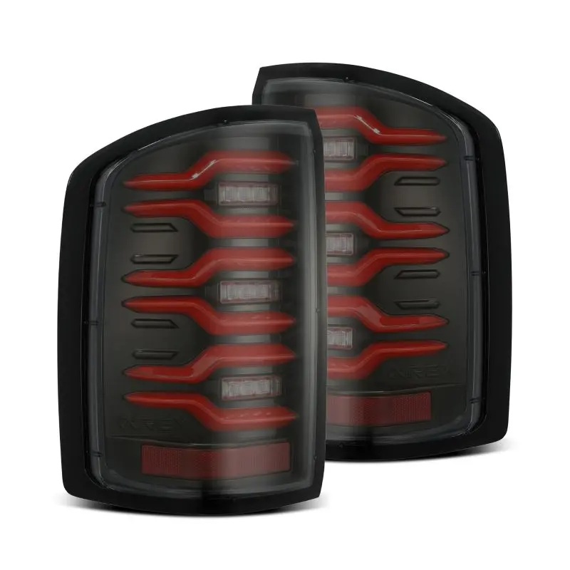 Alpharex Luxx-Series Led Tail Lights – Black/Red Housing With Sequential Turn Signal, Fits 2014–2018 Gmc Sierra 1500/2500Hd/3500Hd 1